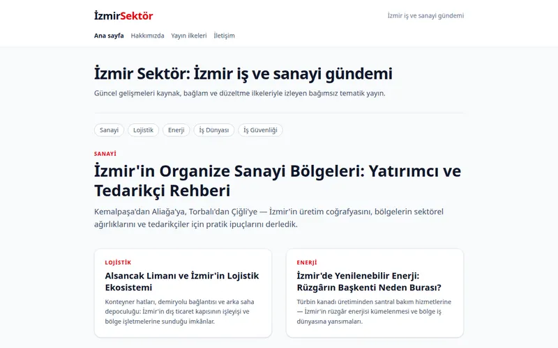 İzmir Sektör - İzmir İş ve Sanayi Haberleri