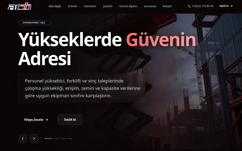 ARTIPLATFORM - Yüksek İrtifa Çözümleri ve Makine Kiralama
