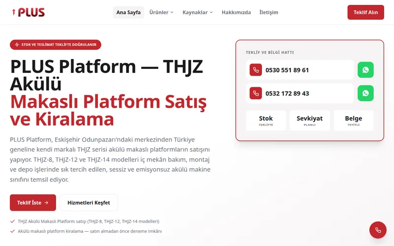 PLUS Platform - THJZ Akülü Makaslı Platform Satış ve Kiralama