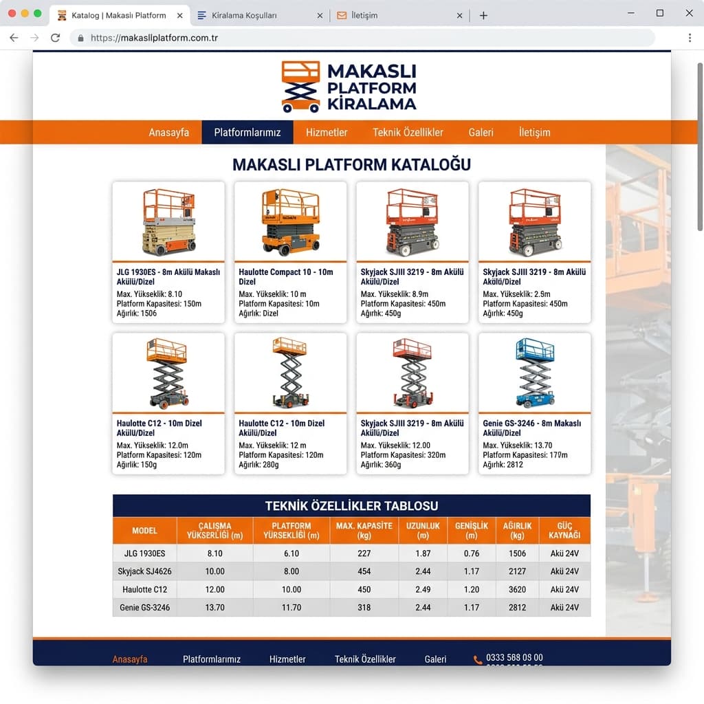 Makaslı Platform Kiralama - Endüstriyel Makaslı Platform Portalı