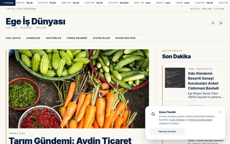Ege İş Dünyası - Sanayi, Ekonomi ve Firma Haberleri