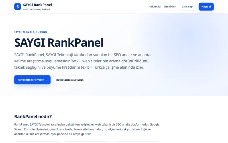 RankPanel - SEO İstihbarat Platformu (Kendi Ürünümüz)